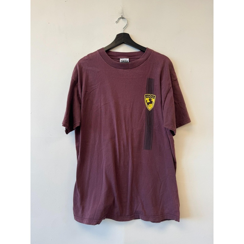 Vintage Iron Horse Shirt Mens XL Purple Tultex Crest‎ Logo Graphic Tee 90s